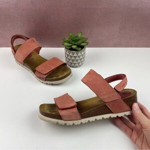 Inter Bios Leather Pink Open Toe Wedge Sandals Shoes Women Size 39 Made in Spain